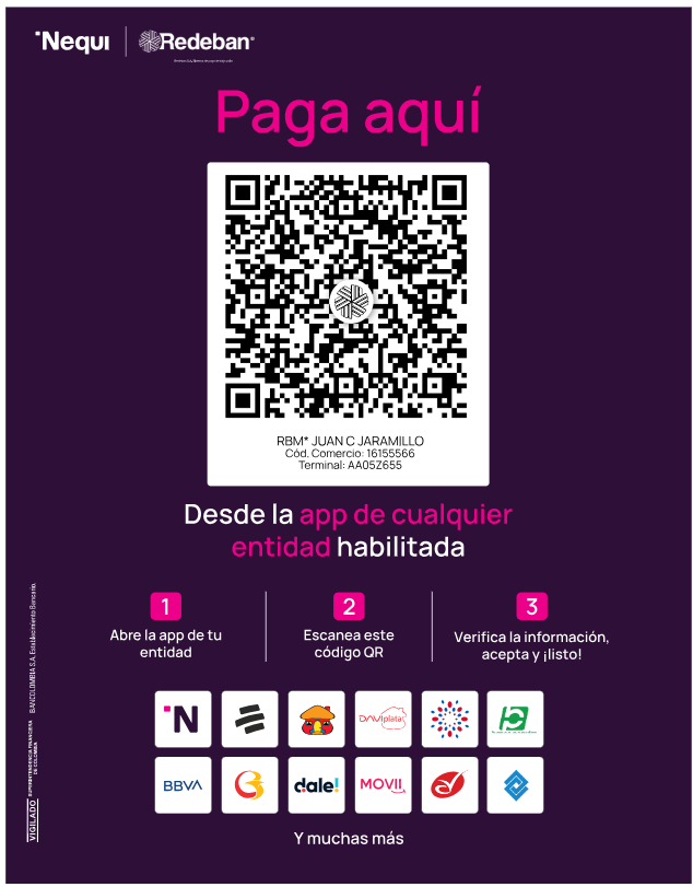 Código QR para negocio, utilizado para realizar pagos a través de la app Nequi