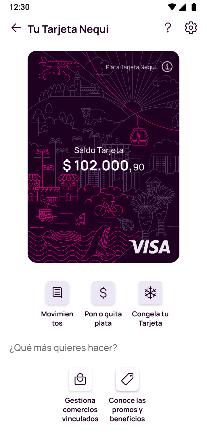 Detalle de la Tarjeta Nequi Visa