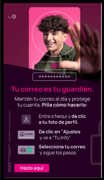 Pantalla mensaje en la app Tu correo es tu guardián