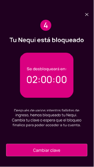 Mensaje de tiempo para desbloqueo de tu App Nequi