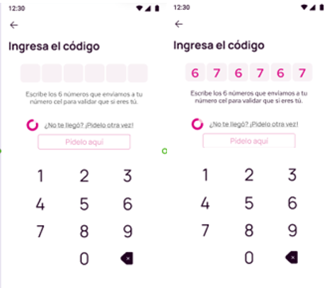 Pantalla opción de código en la app Nequi