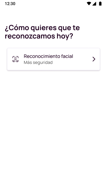 Pantalla reconocimiento facial en la app Nequi