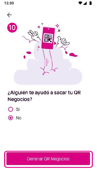 Pantalla alguien te ayudó a sacar tu QR Negocio