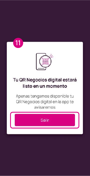 Pantalla de la app Nequi de la generación del QR Negocios digital.