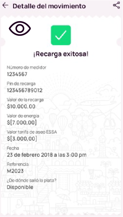 Comprobante del pago y detalle del movimiento en la app Nequi