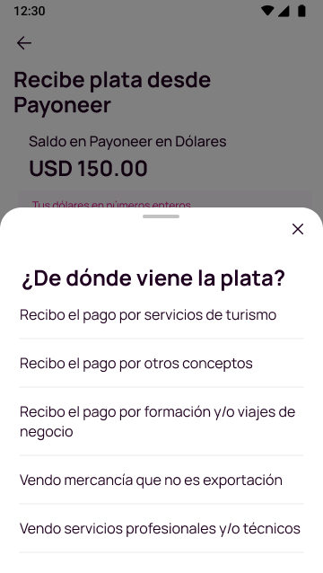 Pantalla con opción de dónde viene la plata en la app Nequi