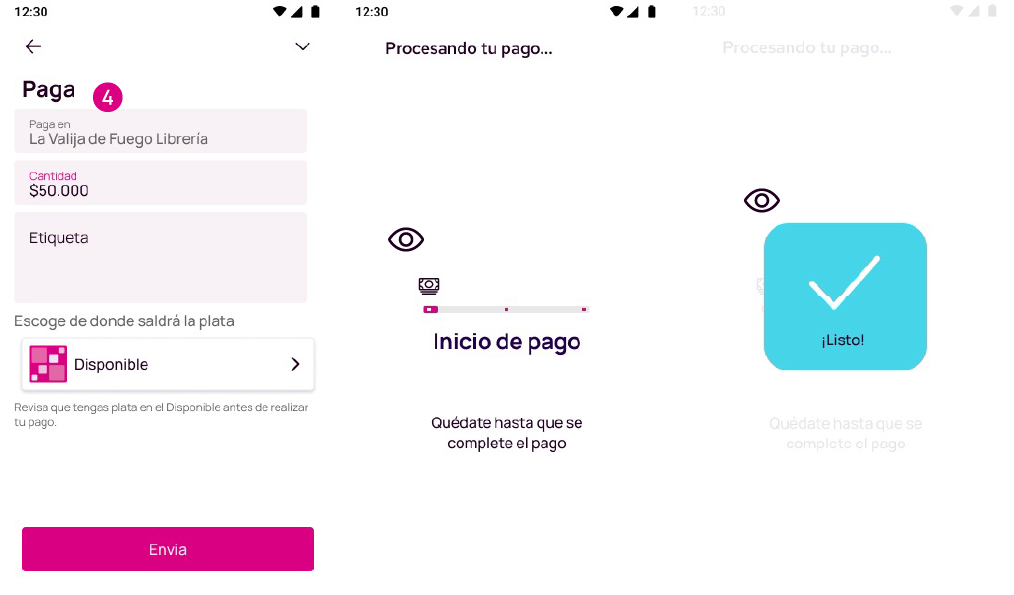 Pantalla de la app Nequi, con la información del pago.