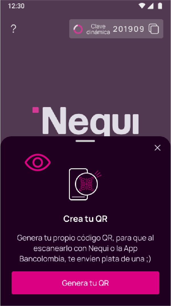 Pantalla crea tu QR en la app Nequi