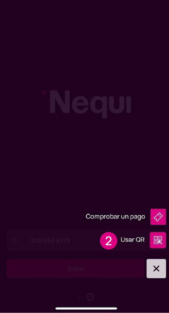 Pantalla de usar QR en la app Nequi