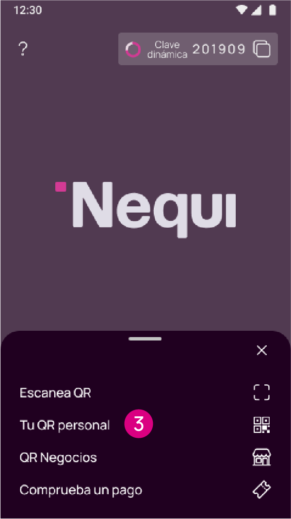 Pantalla QR personal en la app Nequi