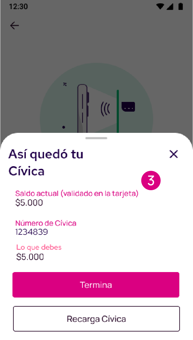 Pantalla de confirmación de saldo de la cívica en la app Nequi