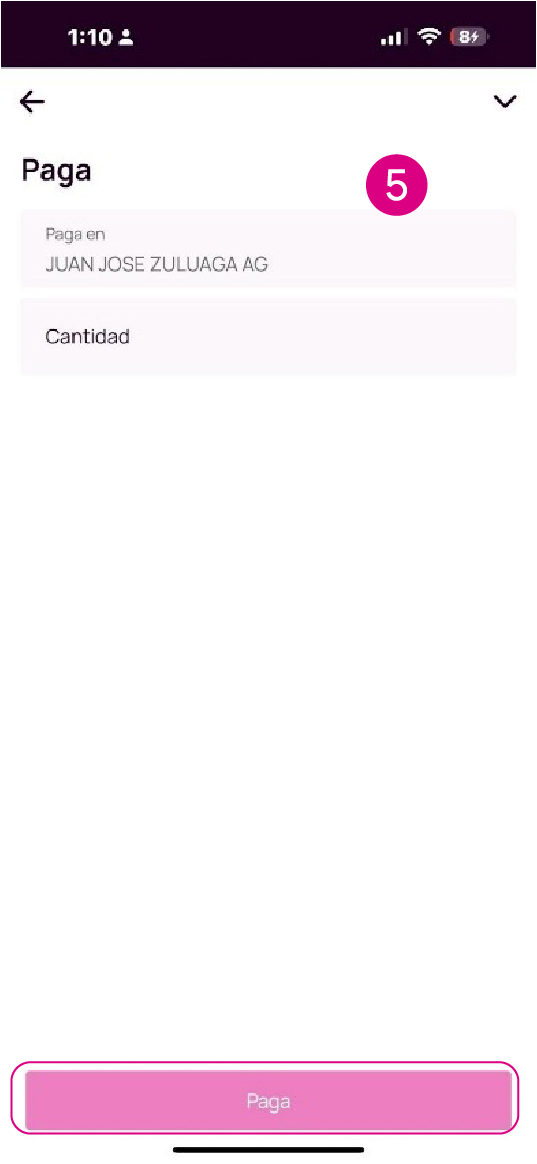 Pantalla de confirmarción de datos