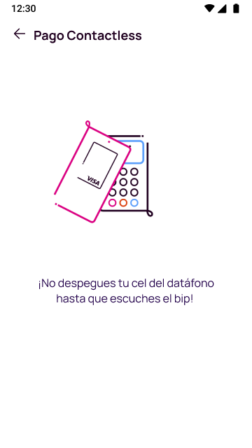 Pantalla de lectura para finalizar la compra con Tarjeta Nequi Visa Digital