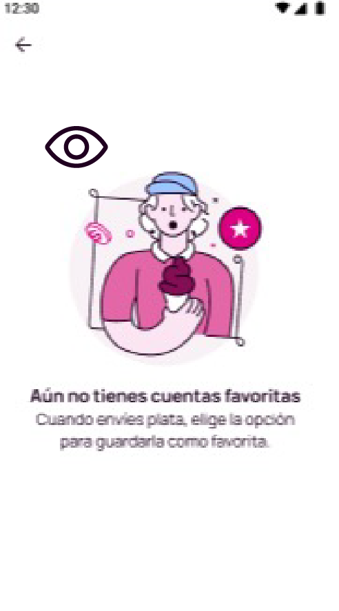 Pantalla de la app Nequi, donde confirma que no tienes cuentas como favoritas