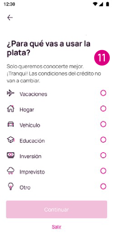 Pantalla con opción para que vas a usar la plata en la app Nequi