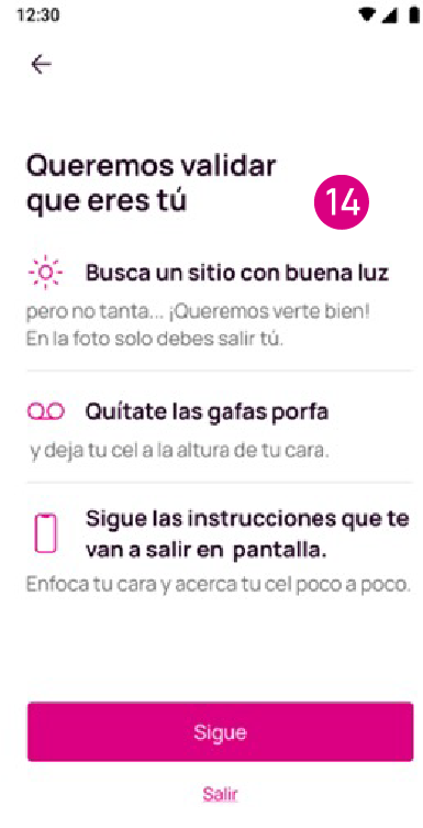 Pantalla de validación de identidad en la app Nequi