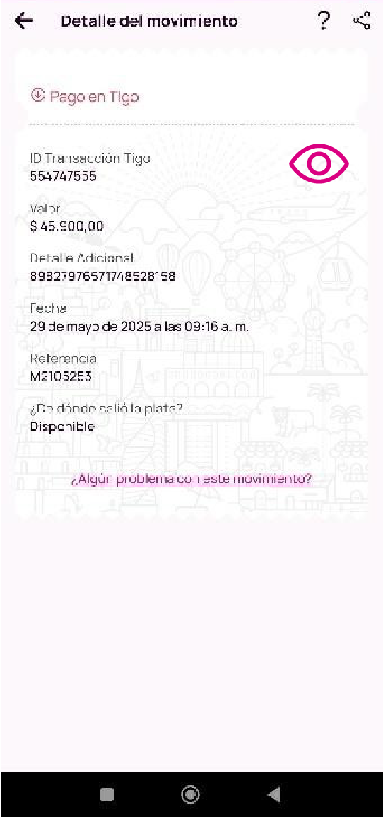 Pantalla con el detalle de movimiento en la app Nequi