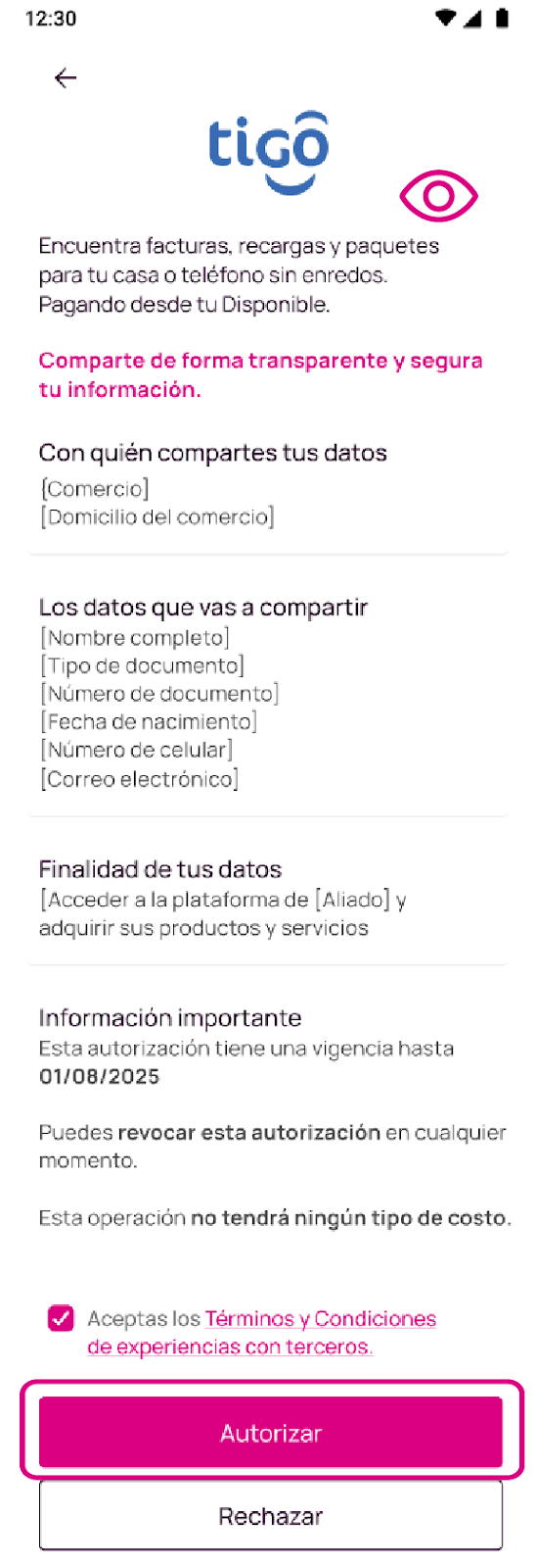 Pantalla con opción de autorizar en la app Nequi