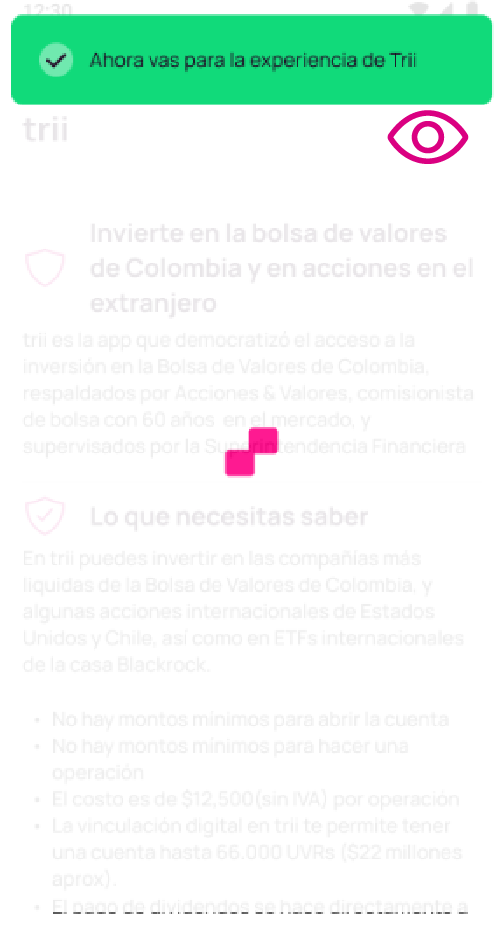 Pantalla Nequi con mensaje para ir a la experiencia de trii