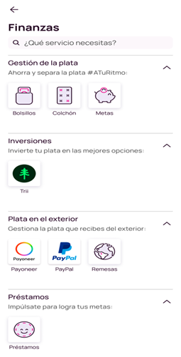 Pantalla Nequi donde esta trii