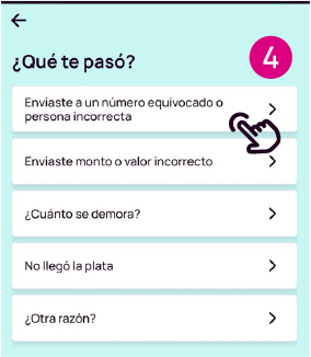 Pantalla para reportar un movimiento en la app Nequi