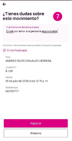 Pantalla de la app Nequi, de otra opción para registrar petición