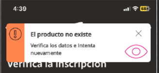 Error que aparace en la app Bancolombia, cuando intentas inscribir un número que no tiene Nequi