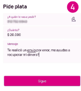 Pantalla Pide plata en Nequi de confirmación