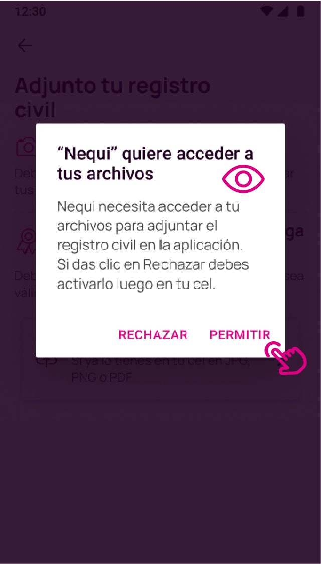 Pantalla con la opción Permitir en la app Nequi