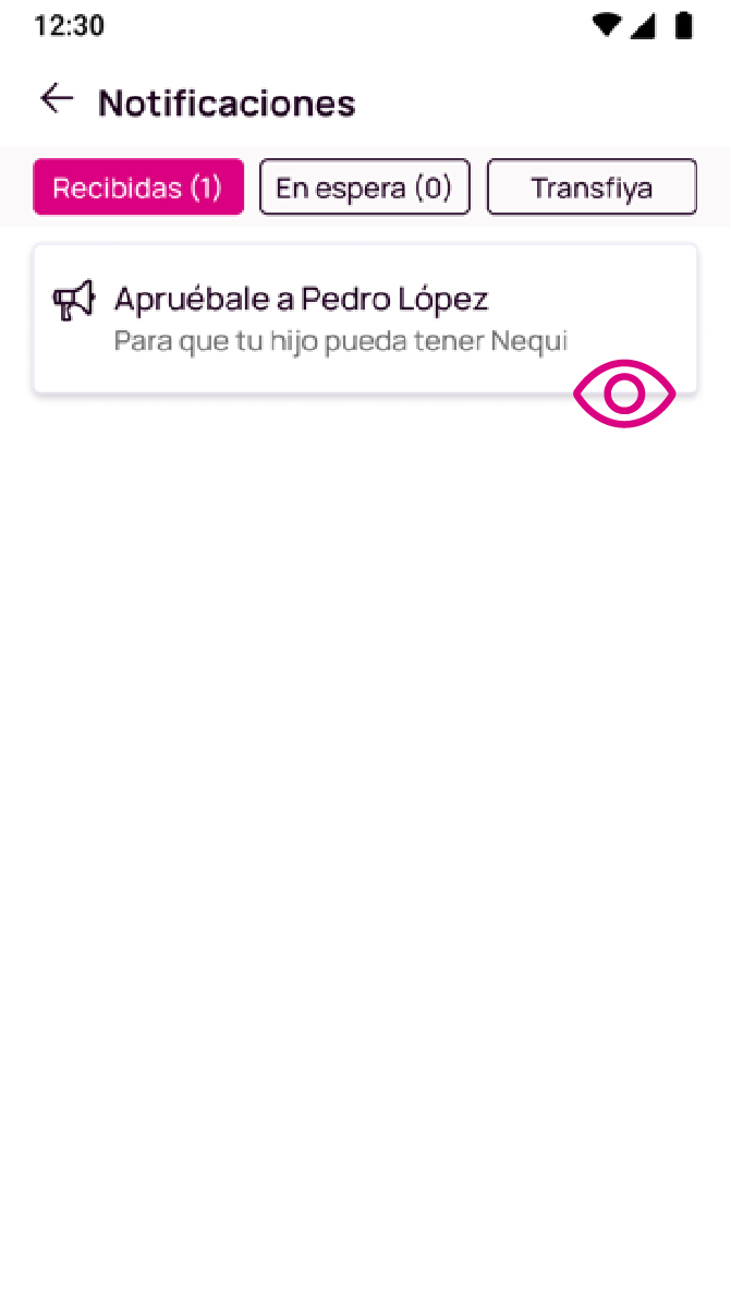 Pantalla de Notificaciones en la app Nequi