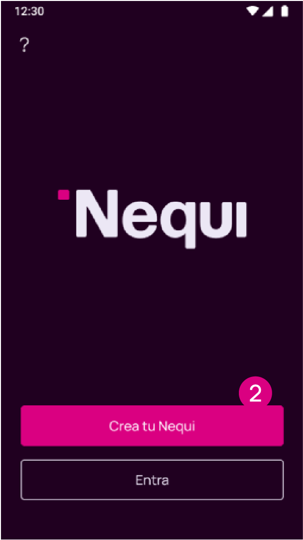 Pantalla principal para crear Nequi