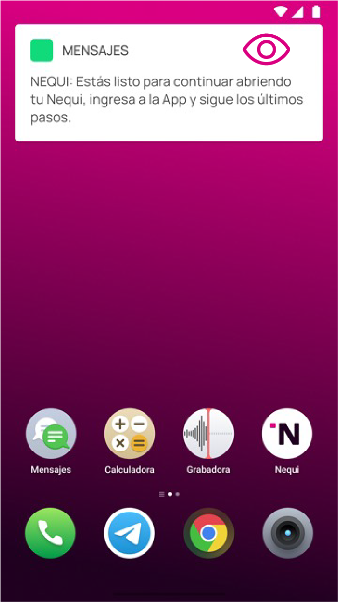 Pantalla de notificación de la app Nequi