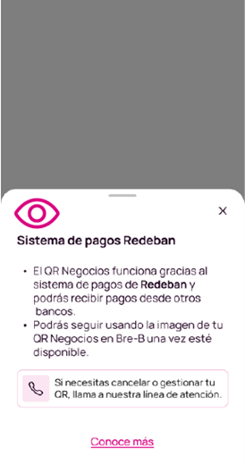 Opción QR Negocios de Redeban en la app Nequi