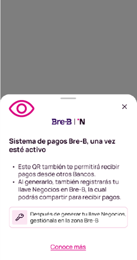 Opción QR Negocios de Bre-B en la app Nequi