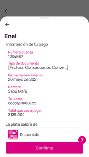 Pantalla de Confirma en la app Nequi