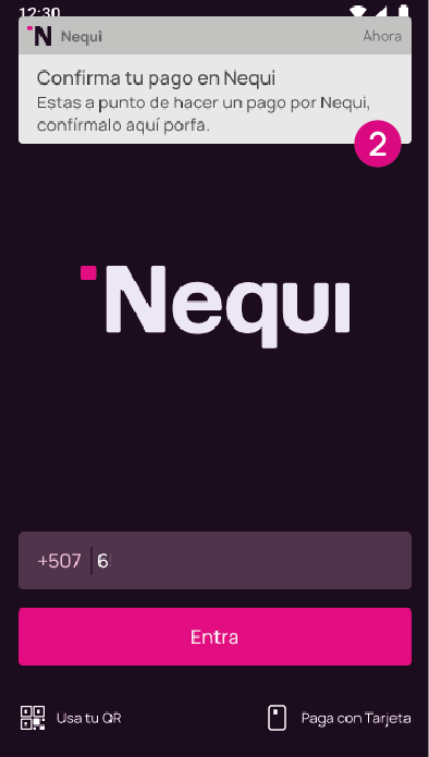 Notificación de Nequi para aprobar el pago