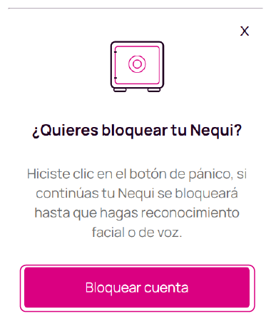 Pantalla Bloquear cuenta en Nequi