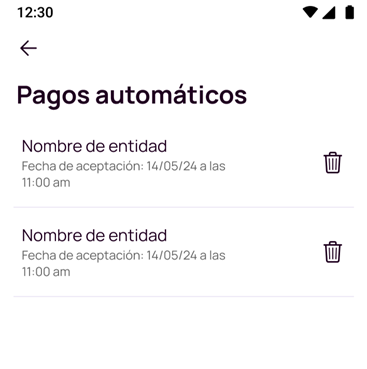 Opción para eliminar pagos automáticos en la app Nequi