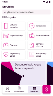 Opción Servicios en la app Nequi