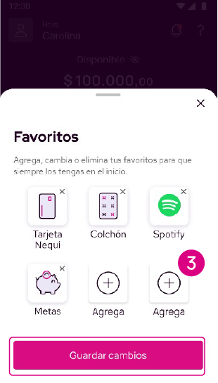 Favoritos de la app Nequi