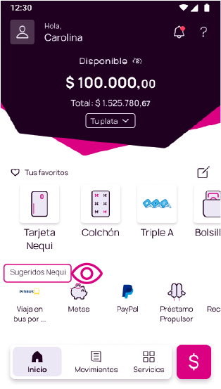 Sugeridos de la app Nequi