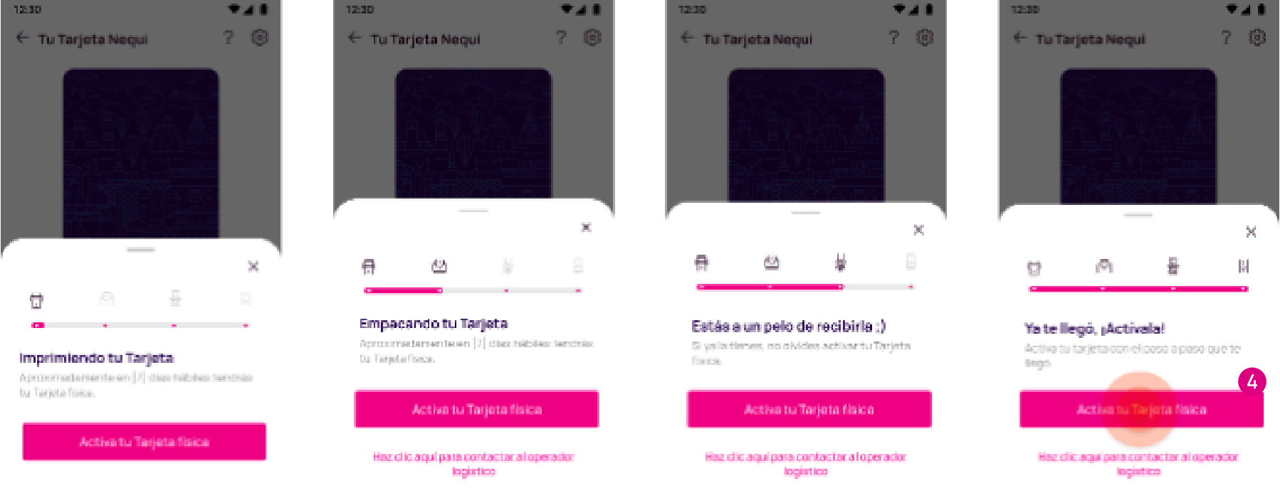 Estados de entrega de la Tarjeta Nequi