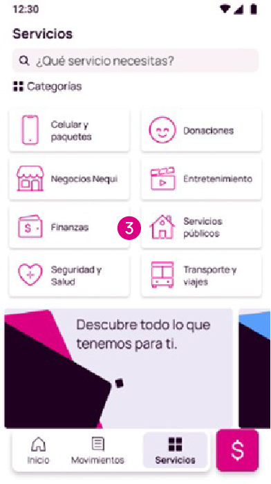 Pantalla de Finanzas en la app Nequi
