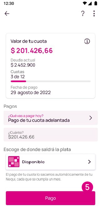 Pantalla de Pago en la app Nequi
