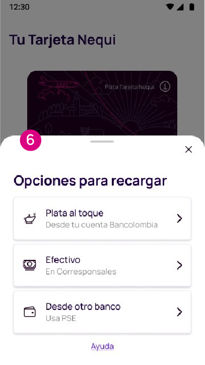 Opciones para recargar Nequi