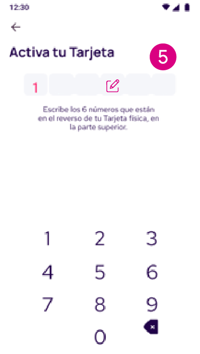 Escribe los últimos números de la tarjeta Nequi