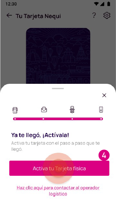 Opción activar tarjeta en la app Nequi