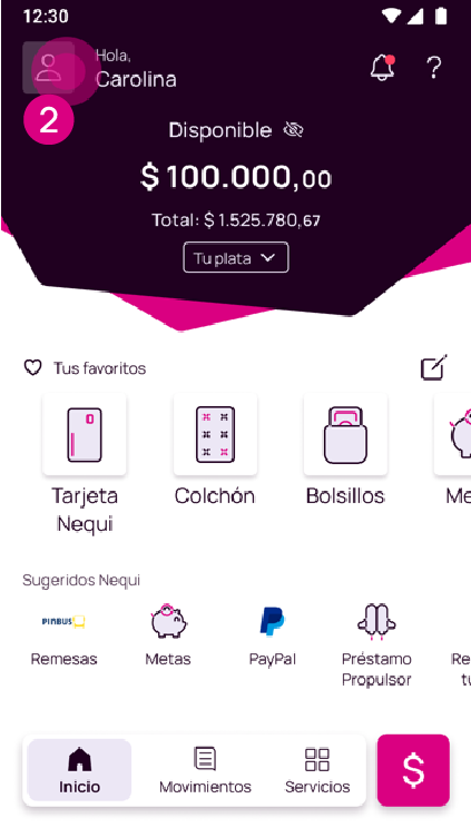 Pantalla tu perfil en Nequi