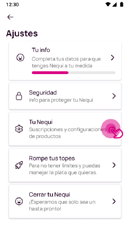 Pantalla Tu Nequi en la app
