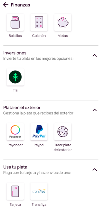 Opción Trae plata del exterior en la app Nequi